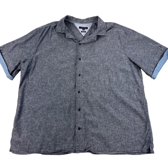 Tommy Hilfiger Other - Tommy Hilfiger Shirt Mens 3XLT Gray Linen Cotton Short Sleeve Big Tall Summer